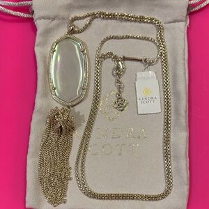 NWT Kendra Scott Rayne Necklace Dichroic Glass Gold Kendra Scott Necklace